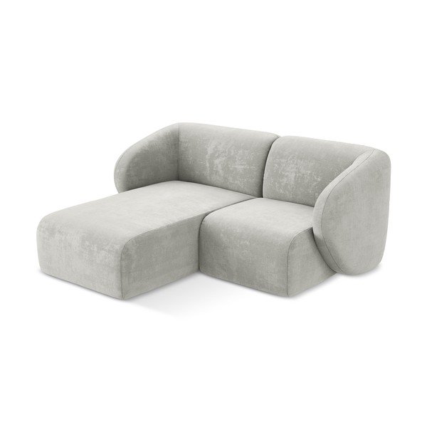 Svijetlo siva kutna garnitura od šenila (s lijevim kutom/s ležaljkom) Lani – Makamii-image-2