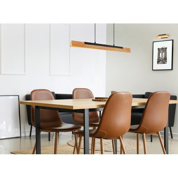 Mat crna LED viseća svjetiljka s drvenim sjenilom Kerala – Trio-image-1