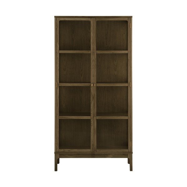 Tamno smeđa vitrina u dekoru hrasta 90x180x40 cm Zamora – House Nordic-image-2