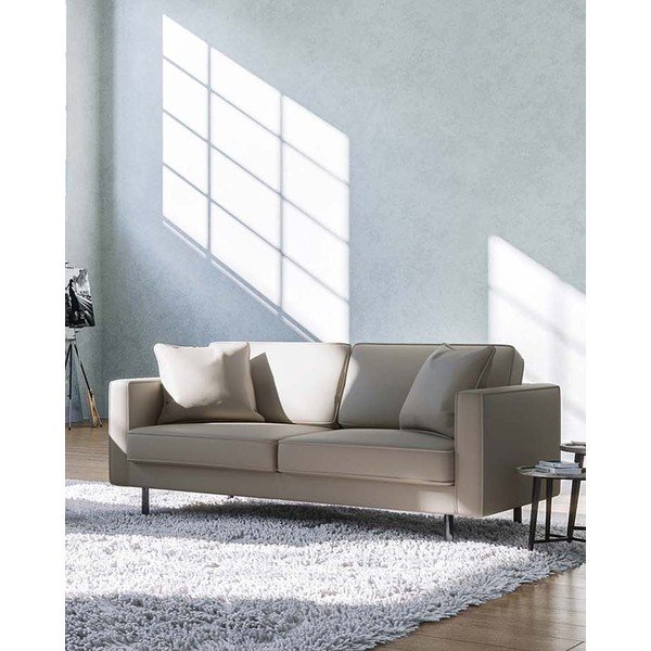 Svjetlo smeđa kožna sofa 207 cm Kobo – MESONICA-image-1