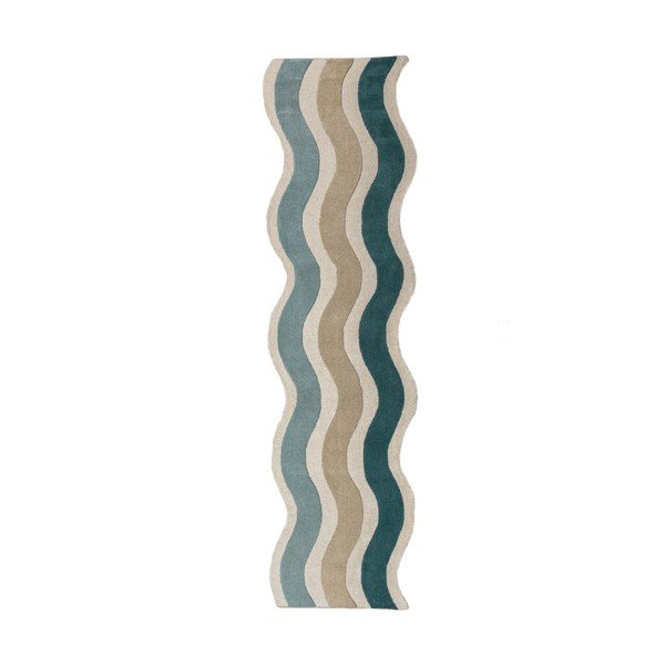 Plava ručno rađena vunena staza 80x300 cm Cascade Wool – Flair Rugs