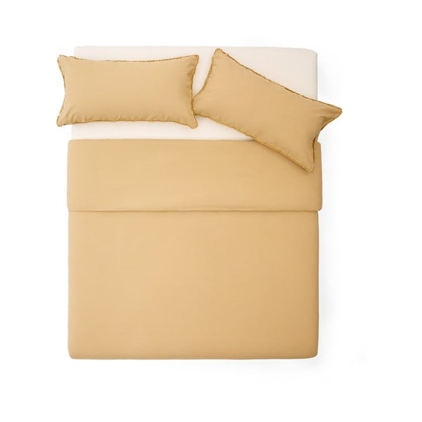 Senf žuta posteljina za bračni krevet/za produženi krevet od pamučnog perkala 240x220 cm Sifinia – Kave Home