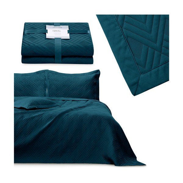 Petrolej zeleni prošiven prekrivač od mikrovlakana 220x240 cm Ophelia – Restilo-image-3