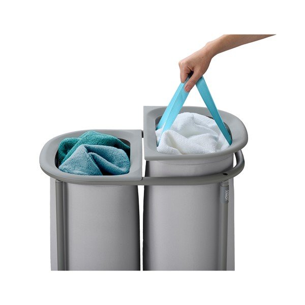 Svijetlo siva tekstilna košara za rublje 2x40 l Duo – Joseph Joseph-image-3