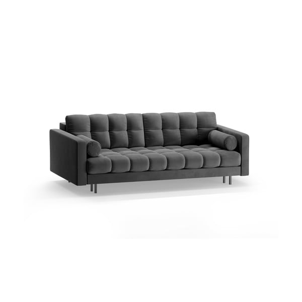 Tamno siva baršunasti sklopiva/s prostorom za odlaganje sofa 222 cm Bali – Cosmopolitan Design-image-3