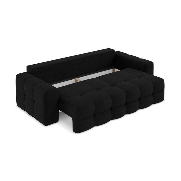 Crna sklopiva sofa od bouclé tkanine 255 cm Milu – Makamii-image-4