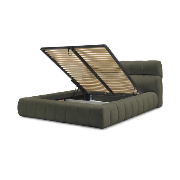 Zeleni tapecirani bračni krevet s prostorom za odlaganje s podnicom 160x200 cm Mont Blanc – Bobochic Paris-image-4