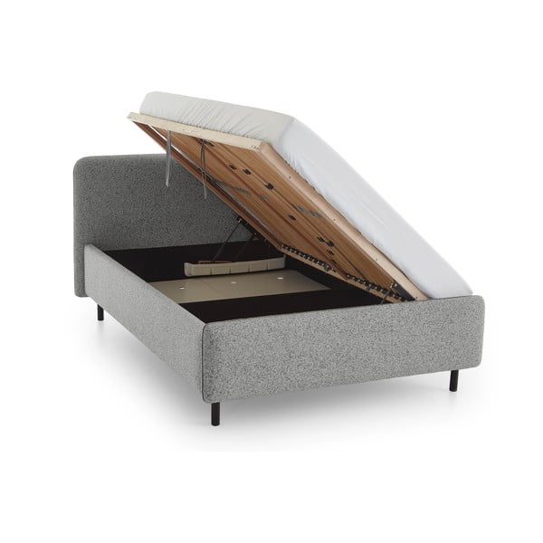 Svijetlo sivi tapecirani bračni krevet s prostorom za odlaganje s podnicom 140x200 cm Primo – Meise Möbel-image-3