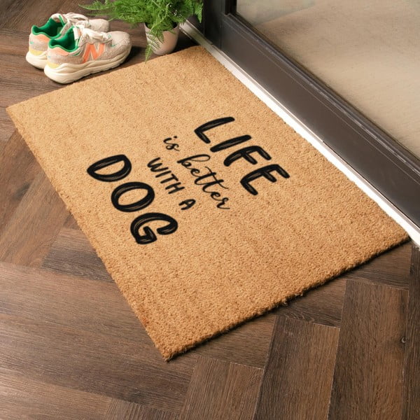 Otirač od kokosovih vlakana 60x90 cm Life Is Better With a Dog – Artsy Doormats-image-1