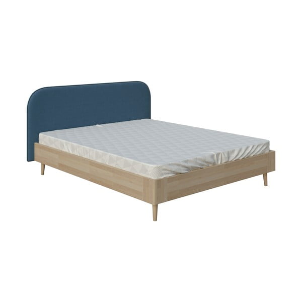 Plavi bračni krevet ProSleep Lagom Plain Wood, 140 x 200 cm