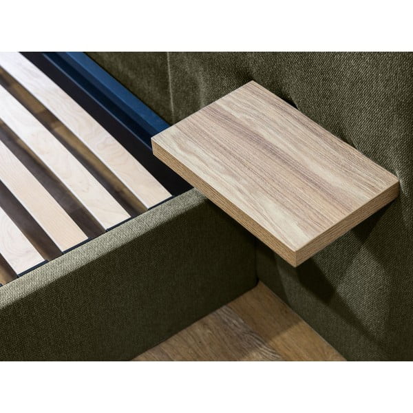 Tamno zeleni tapecirani bračni krevet s prostorom za odlaganje s podnicom 160x200 cm Blandine – Bobochic Paris-image-4