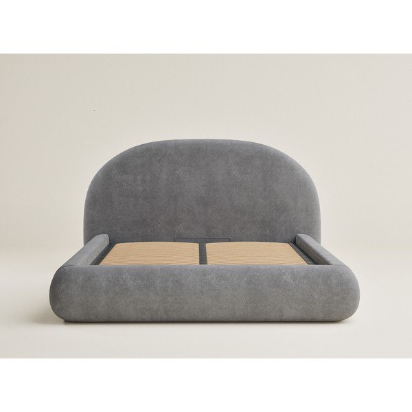 Sivi tapecirani bračni krevet s prostorom za odlaganje s podnicom 160x200 cm Maumere – Maison de Rêve-image-2