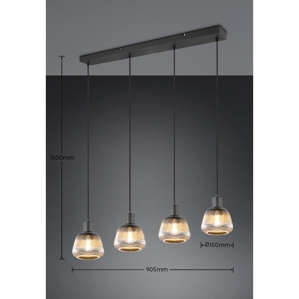 Crna viseća svjetiljka sa staklenim sjenilom ø 15 cm Tarifa – Trio-image-4