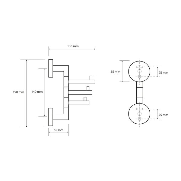 Mjedeni zidni držač za ručnike u sjajno srebrnoj boji X-Round – Sapho-image-2