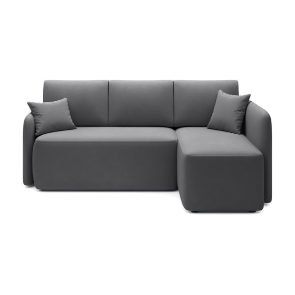 Smeđe-siva baršunasti sklopiva/s prostorom za odlaganje kutna garnitura (s desnim kutom/s ležaljkom) Hadson – ELTAP