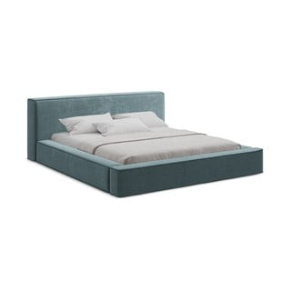 Plavi tapecirani bračni krevet s prostorom za odlaganje s okvirom od letvica 180x200 cm Noho - Makamii