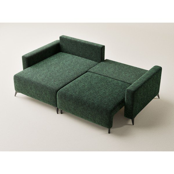 Tamno zelena sklopiva/s prostorom za odlaganje kutna garnitura od šenila (s lijevim kutom/s ležaljkom) Leon – Maison de Rêve-image-3