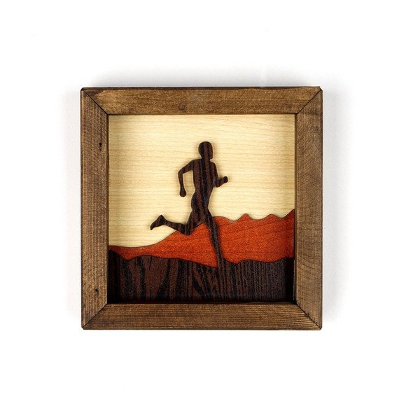 Drvena slika Kate Louise Running Man, 16 x 16 cm