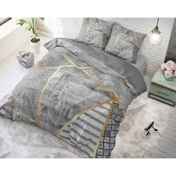 Siva pamučna posteljina Pure Cotton Graphic, 200 x 200/220 cm-image-1