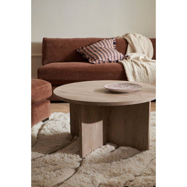 Okrugao stolić za kavu od MDF-a u svijetloj prirodnoj boji ø 85 cm Poppy – Ellos Home-image-1