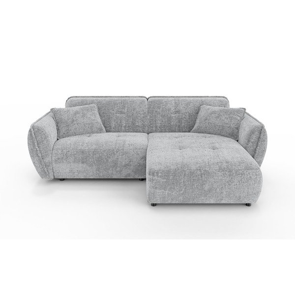 Svijetlo siva kutna garnitura od šenila (s desnim kutom/s ležaljkom) Nelia – Ropez