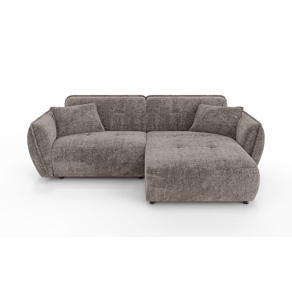 Smeđe-siva kutna garnitura od šenila (s desnim kutom/s ležaljkom) Nelia – Ropez