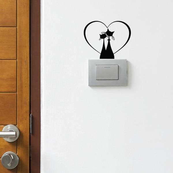 Crna naljepnica za prekidač Ambiance Cat Couple-image-1