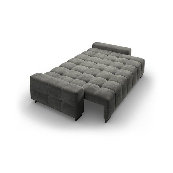 Siva baršunasti sklopiva/s prostorom za odlaganje sofa 250 cm Wicklow – Cosmopolitan Design-image-4
