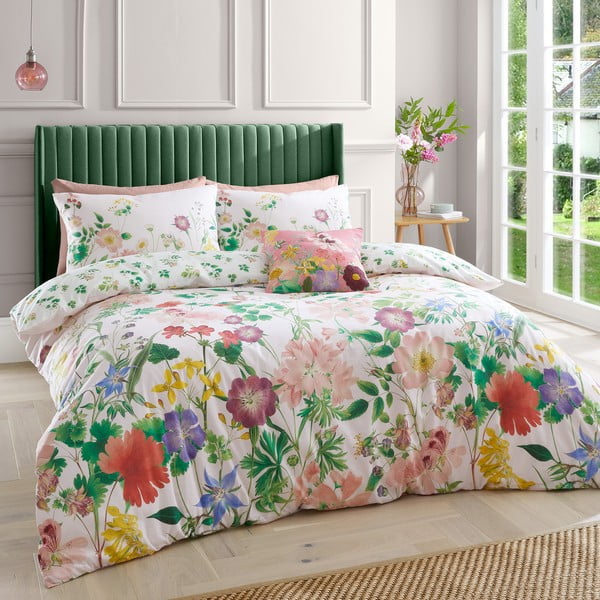 Ružičasta pamučna posteljina za krevet za jednu osobu 135x200 cm Cottage Meadow – RHS