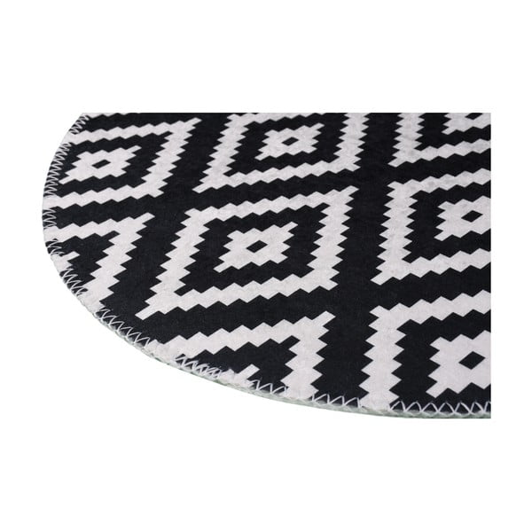 Crno-bijeli perivi okrugli tepih ø 120 cm – Vitaus-image-2
