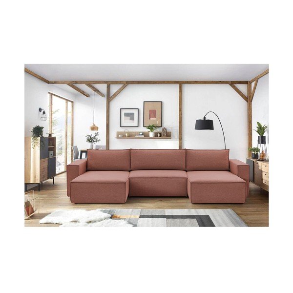 Ružičasta kutna garnitura (u obliku slova "U") Nihad – Bobochic Paris-image-1