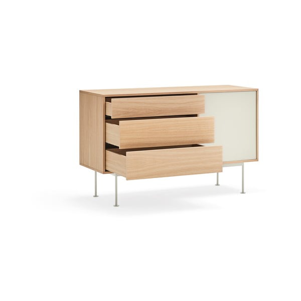 Krem bijela komoda s hrastovim furnirom Teulat Yoko, širina 128 cm-image-3