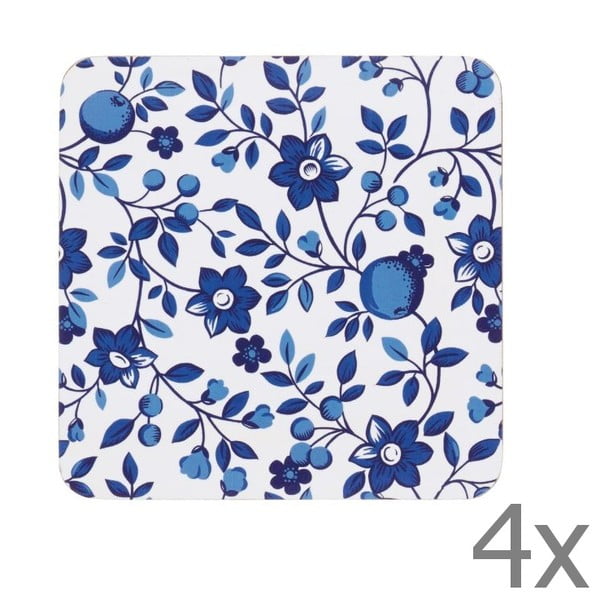 Set od 4 podmetača Kitchen Craft Blue Flower, 10 x 10 cm