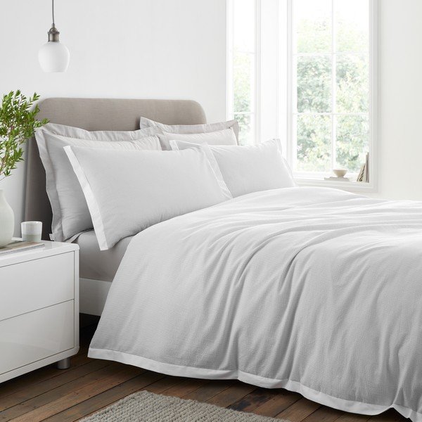 Svijetlo siva posteljina za krevet za jednu osobu od pamučnog perkala 135x200 cm Seersucker Woven Stripe – Bianca-image-1