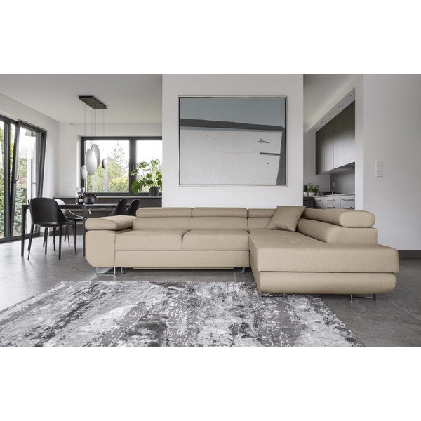 Bež sklopiva/s prostorom za odlaganje kutna garnitura (s desnim kutom/u obliku slova L) Anton – ELTAP-image-1