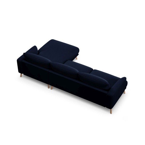 Tamno plava baršunasta kutna garnitura (s desnim kutom/s ležaljkom) Naomi – Micadoni -image-3