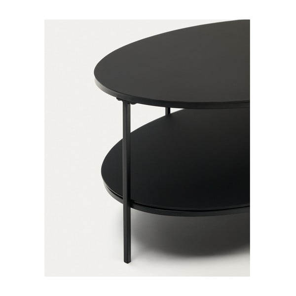 Crni stolić za kavu sa staklenom pločom stola 65x110 cm Fideia – Kave Home-image-3