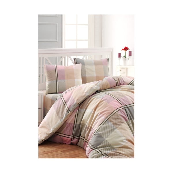 Tartan Rosé pamučna posteljina, 160 x 220 cm