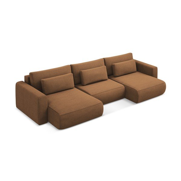 Sklopiva/s prostorom za odlaganje kutna garnitura boja terakote (u obliku slova "U") Kapua – Makamii-image-2