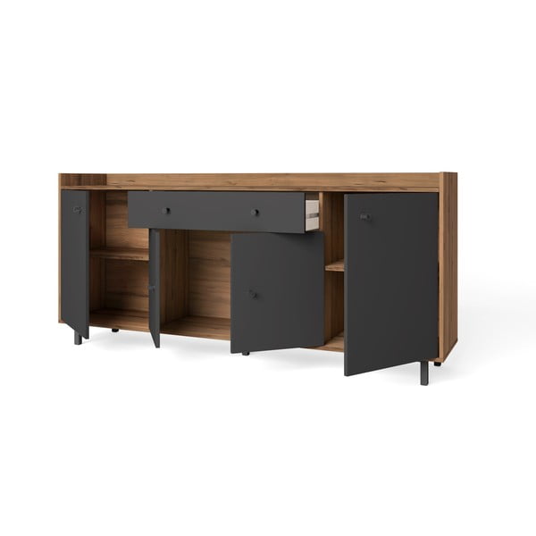 Siva niska komoda u dekoru oraha 180x84 cm Malta - Marckeric-image-3