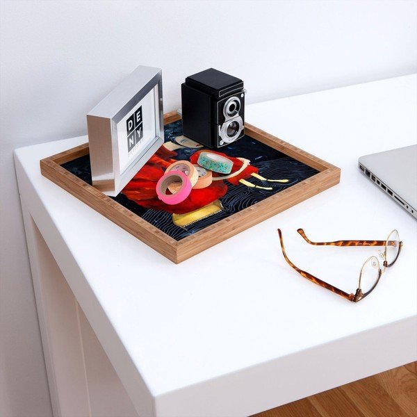 Drveni dekorativni pladanj Red Lady, 40 x 40 cm-image-1