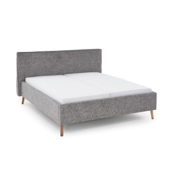 Sivi tapecirani bračni krevet s prostorom za pohranu s podnicom 160x200 cm Riva – Meise Möbel