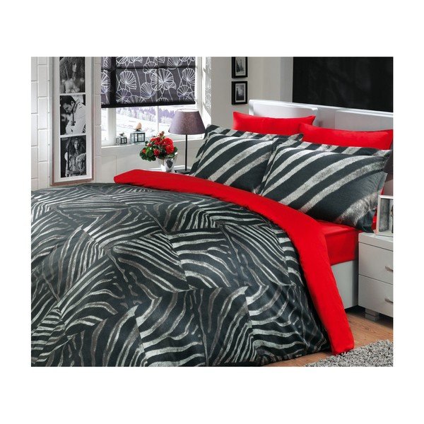 Posteljina za bračni krevet Retro Black, 200x220 cm-image-1