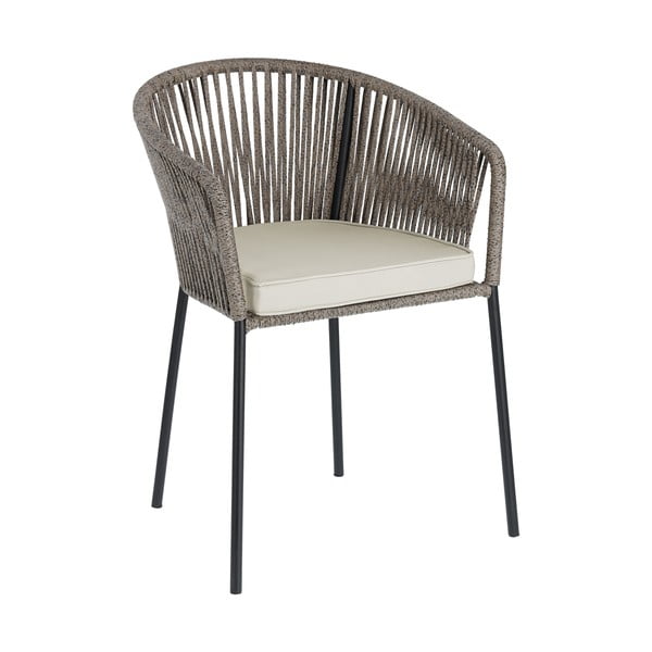 Siva vrtna stolica sa čeličnom konstrukcijom Kave Home Yanet