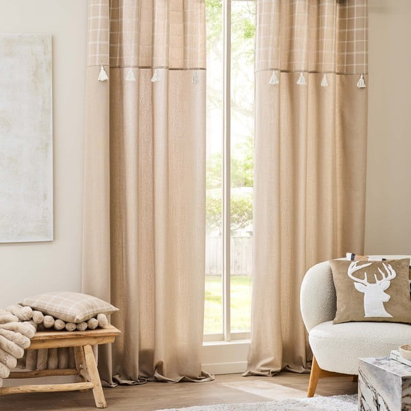 Smeđa zavjesa od mješavine pamuka 140x240 cm Everest – douceur d'intérieur-image-3