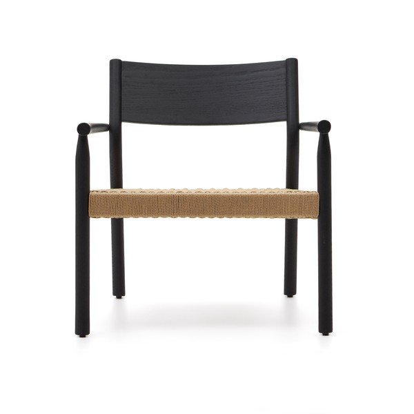 Crna pletena fotelja Yalia – Kave Home-image-2