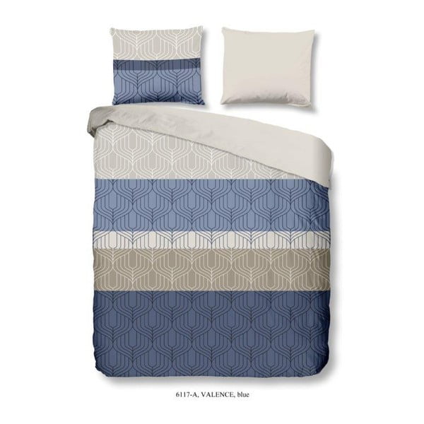 Plava posteljina na bračnom krevetu od pamuka Dobro jutro Valence, 200 x 240 cm