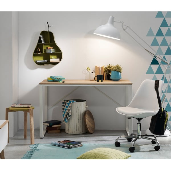 Bijeli radni stol s pločom u drvenom dekoru Kave Home Lisbet-image-2