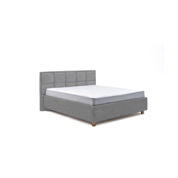 Svijetloplavi bračni krevet s rešetkom i prostorom za odlaganje ProSpánek Karme, 160 x 200 cm