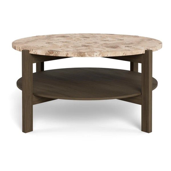 Okrugao stolić za kavu s mramornom pločom u tamnoj prirodnoj boji ø 80 cm Dorsett – Actona-image-4